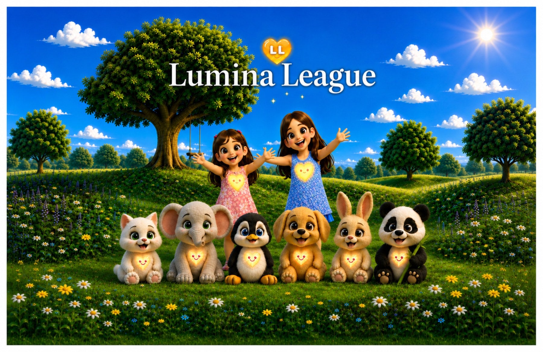 Maya, Ria and the Lumina League characters in Sunshine Meadow